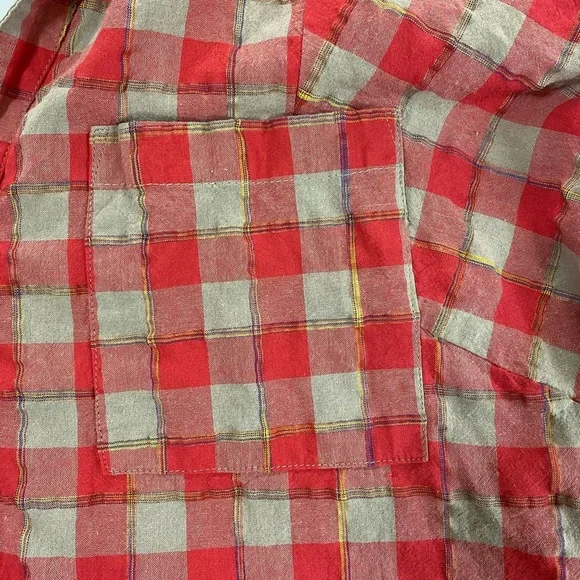 Fate Open Tie Back Top Red/Light Brown‎ Plaid Long Sleeve Size M - Picture 7 of 13